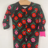 Size 3-6m (60): Hanna Anderson Black/Red/Pink Floral Snap-Up Footy PJs