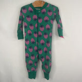 Size 3-6m (60): Hanna Anderson Green/Purple Strawberries Zip-Up PJs