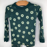 Size 4 (100): Hanna Andersson Green/White Flowers 2pc PJs