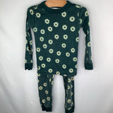 Size 4 (100): Hanna Andersson Green/White Flowers 2pc PJs
