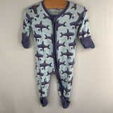 Size Premie: Little Sleepies Blue Shark Bamboo Footy 1pc Zip PJs