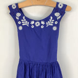 Size 6-7: Mini Boden Blue/White Floral Embroidered Tank Skirtall