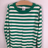 Size 10 (140): Hanna Andersson Green/White Striped 2pc PJs