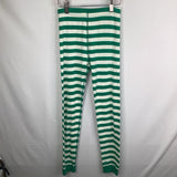 Size 10 (140): Hanna Andersson Green/White Striped 2pc PJs