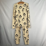 Size 10 (140): Hanna Andersson White/Black Penguin 2pc PJs