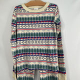 Size 10 (140): Hanna Andersson White/Muti Winter Town 2pc PJs