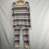 Size 10 (140): Hanna Andersson White/Muti Winter Town 2pc PJs