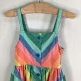 Size 6-7 (120): Hanna Andersson Rainbow Striped Button Up Tank Dress