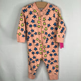 Size 6-9m: Quince Pink/Blue/Yellow Star Zip-Up 1pc PJs