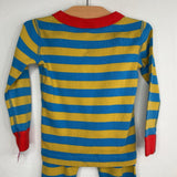 Size 3 (90): Hanna Andersson Blue/Yellow Striped 2pc PJs
