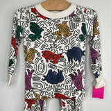 Size 3 (90): Hanna Andersson White/Multi Animal 2pc PJs