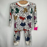 Size 3 (90): Hanna Andersson White/Multi Animal 2pc PJs