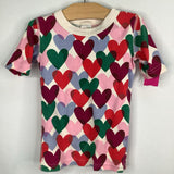 Size 6-7 (120): Hanna Andersson White/Colorful Heart Print 2pc Shorty PJs