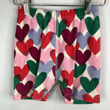 Size 6-7 (120): Hanna Andersson White/Colorful Heart Print 2pc Shorty PJs