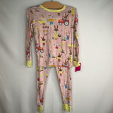 Size 3: Little Sleepies Pink/Colorful Animal Farmers Bamboo 2pc PJs
