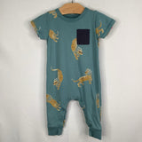 Size 6-9m: Tea Blue/Multi Lion Snap Romper REDUCED