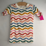 Size 5 (110): Hanna Andersson White/Colorful Striped 2pc Shorty PJs REDUCED