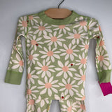 Size 2 (85): Hanna Andersson Green/White/Pink Floral 2pc PJs