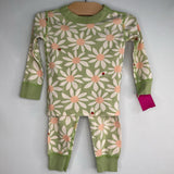 Size 2 (85): Hanna Andersson Green/White/Pink Floral 2pc PJs