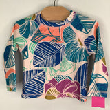 Size 6-9m: Tea Pink/Multi Leaf Rash Guard Swim Shirt