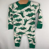 Size 2 (85): Hanna Andersson White/Green Dinos 2pc PJs