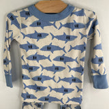 Size 2 (85): Hanna Andersson White/Blue Sharks 2pc PJs
