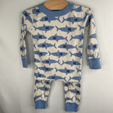 Size 2 (85): Hanna Andersson White/Blue Sharks 2pc PJs