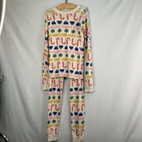 Size 10 (140): Hanna Andersson White/Multi Holiday Ornaments 2pc PJs