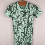 Size 12-18m: Kate Quinn Blue/Green Leaf Flower Short Sleeve Romper