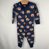 Size 6-12m (70): Hanna Andersson Blue/Multi Snail Zip Up 1pc PJs