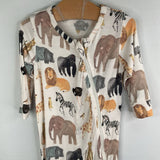 Size 6-12m: Pink Chicken White/Multi Animals Zip-Up 1pc PJs