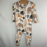 Size 6-12m: Pink Chicken White/Multi Animals Zip-Up 1pc PJs