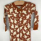 Size 18-24m (80): Hanna Andersson Brown/White Ghosts Zip Up 1pc PJs