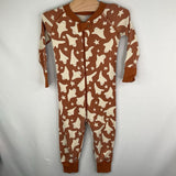 Size 18-24m (80): Hanna Andersson Brown/White Ghosts Zip Up 1pc PJs