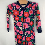 Size 3 (90): Hanna Andersson Navy/Red/Pink Floral Zip-Up 1pc PJs