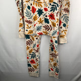 Size 10 (140): Hanna Andersson White/Multi Leaves Organic Cotton 2pc PJs