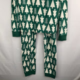 Size 10 (140): Hanna Andersson White/Green Trees Organic Cotton 2pc PJs