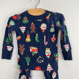 Size 2 (85): Hanna Andersson Navy/Multi Ornaments 2pc Holiday PJs