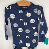 Size 3 (90): Hanna Andersson Blue Animal Faces 2pc PJs