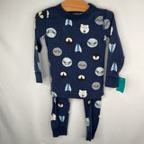 Size 3 (90): Hanna Andersson Blue Animal Faces 2pc PJs