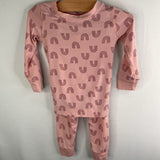 Size 2 (85): Hanna Andersson Two-Tone Pink Arches 2pc PJs