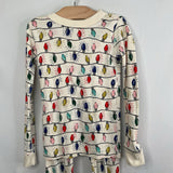 Size 6-7 (120): Hanna Andersson White/Multi String Lights 2pc Holiday PJs