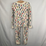 Size 6-7 (120): Hanna Andersson White/Multi String Lights 2pc Holiday PJs