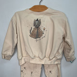 Size 2-3: Quincy Mae Beige Magic Kitty Sweatshirt/Cozy Pants 2pc Set