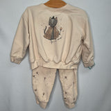 Size 2-3: Quincy Mae Beige Magic Kitty Sweatshirt/Cozy Pants 2pc Set