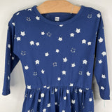 Size 5: Tea Blue/White Kitty Long Sleeve Dress