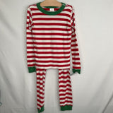Size 6-7 (120): Hanna Andersson White/Red Stripped 2pc PJs