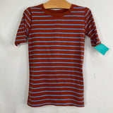 Size 8 (130): Hanna Andersson Orange/Blue Striped 2pc Shorty PJs