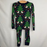 Size 5 (110): Hanna Andersson Blue/Green/Multi Bunny Forest 2pc PJs