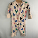 Size 3-6m (60): Hanna Andersson White/Multi Hearts 1pc PJs